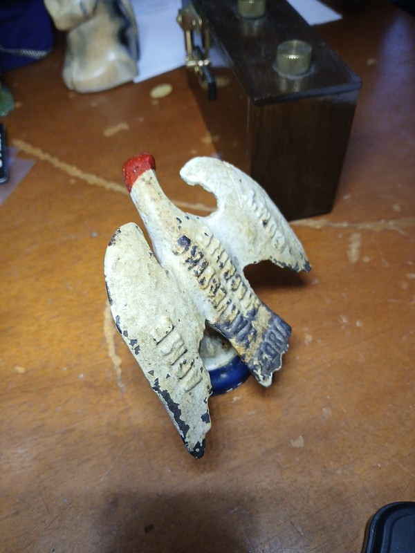 RARE ACME HARVESTING MACHINE EAGLE SALES PAPERWEIGHT AWARD CAST IRON PEORIA,ILL
