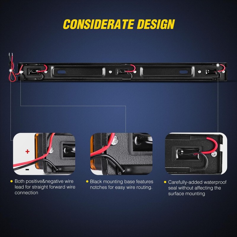 9 LED Marker Tail Trailer Light Bar 14.2Inch 1PC Amber Clearance Identification gallery