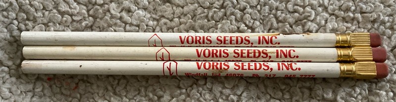 Voris Seeds Inc Farmer Farming Advertising Lot Of 3 Pencils Windfall Indiana