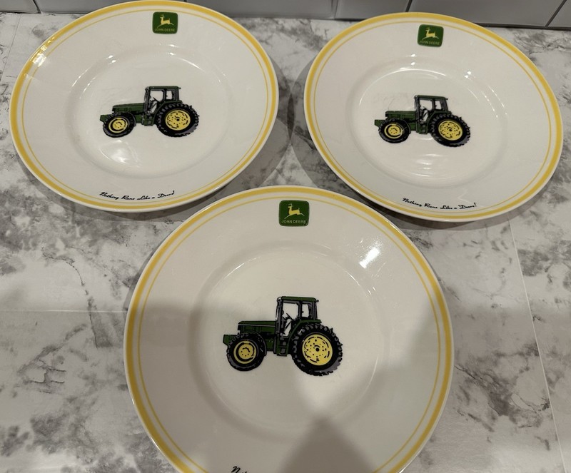 Set of 3 John Deere 9” Salad Plates by Gibson “Nothing Runs Like a Deere”