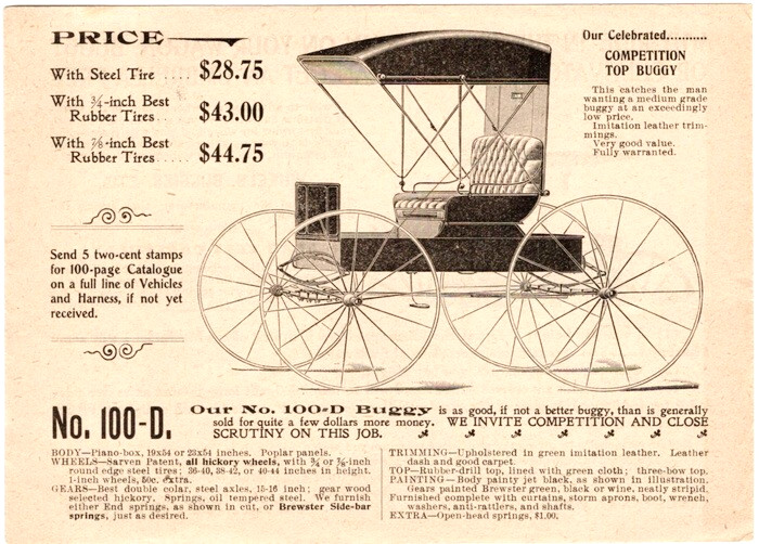 1890’s Wm. W. Boob, Mfg of Wheels, Gears, Buggies/Flyers, Add Sheets, Catalog 17