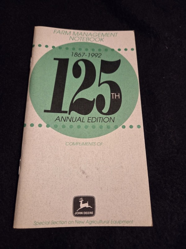 1992 John Deere 125th Annual Pocket Ledger Notebook 4760 8760 Tractor