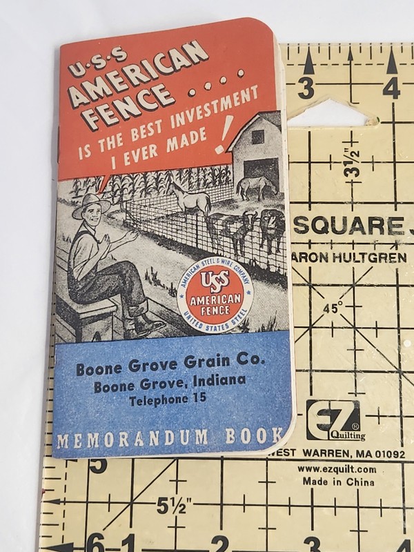 1946-47 USS American Fence Memorandum Book Boone Grove,IN NOS Patriotic gallery