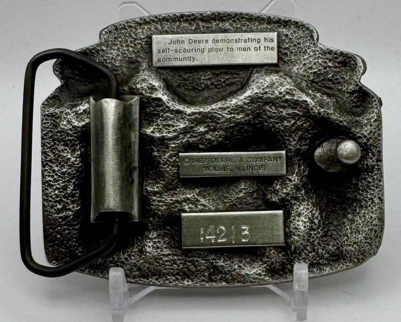 JOHN DEERE Belt Buckle Silver Plated 150 Years gallery