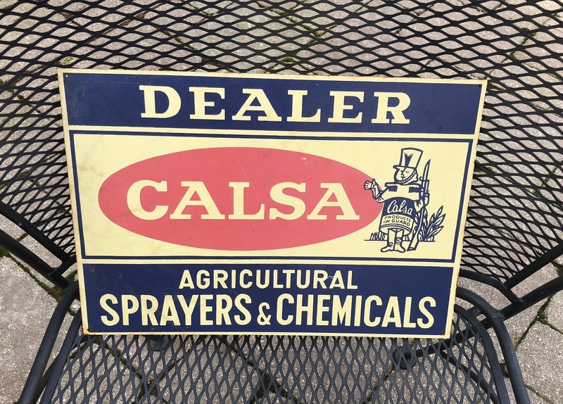 Vintage Calsa Dealer Agricultural Farm Sprayers & Chemicals Advertising Sign