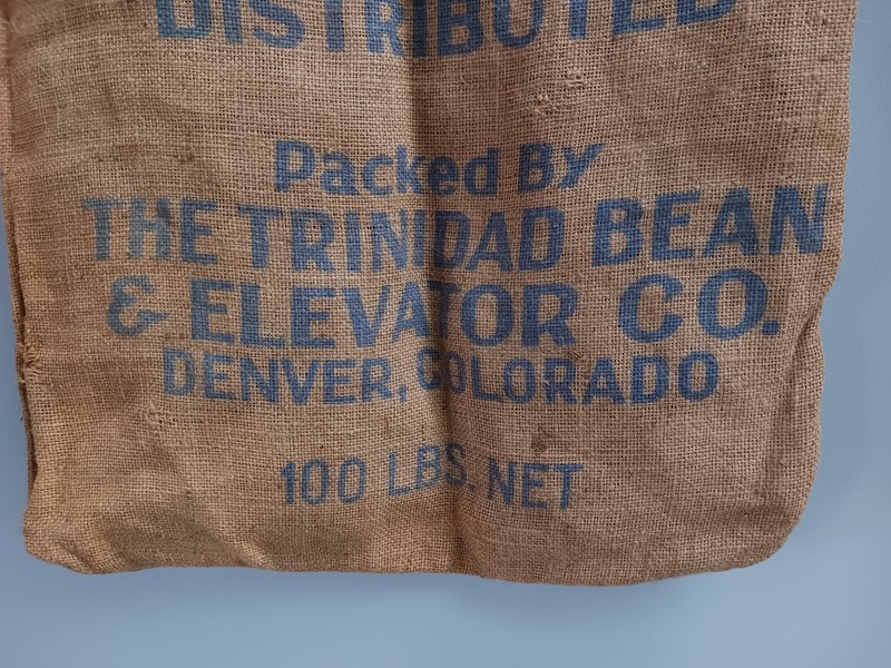 Vintage Triad Ranch Trinidad Bean Co Burlap Bean Sack 100 Lb Denver Colorado gallery