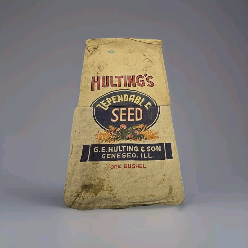 Vintage Hulting’s Dependable Seed Sack Geneseo IL Pair