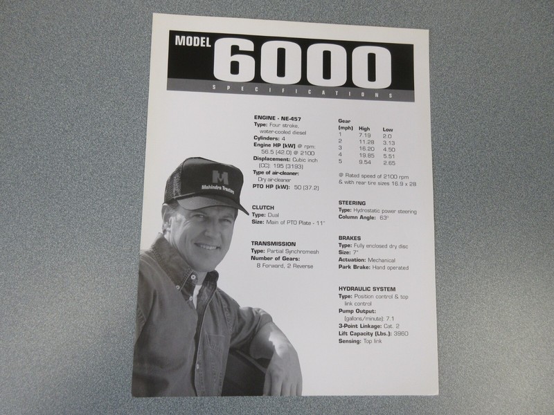 Mahindra 6000 Tractor Brochure 2 Page