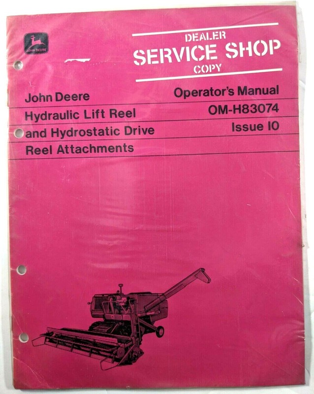 VTG John Deere Hydraulic Lift Reel Hydrostatic Reel Manual Dealer Copy 1970s