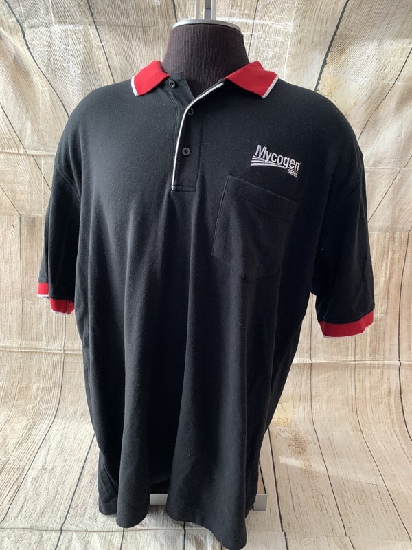 MYCOGEN SEEDS COMPANY Polo Dress Shirt XL Men’s by Swingster black & red