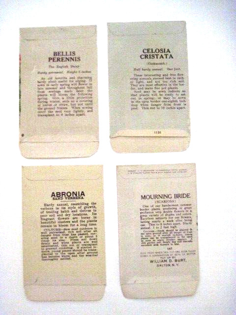 Set of (4) Seed Packets Beautiful Litho Pink, Red, Blue & White * gallery