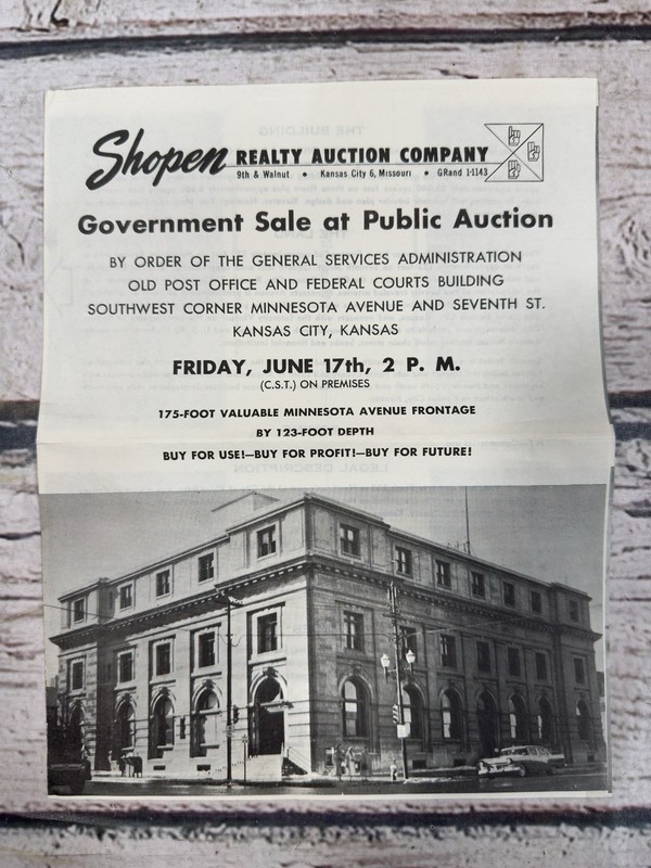 VTG Government Sale Buildings Kansas City KS Public Auction Sale Mail Flyer Ad