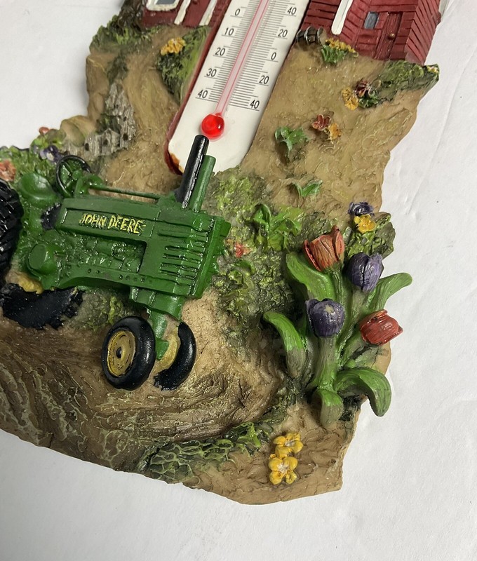 JOHN DEERE Tractor Farm Scene Wall Thermometer Licensed Barn Windmill ManCave gallery