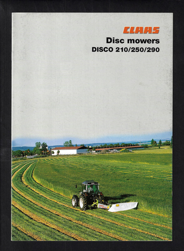 CLAAS DISCO 210/250/290 DISC MOWERS 8 PAGE BROCHURE 8/00