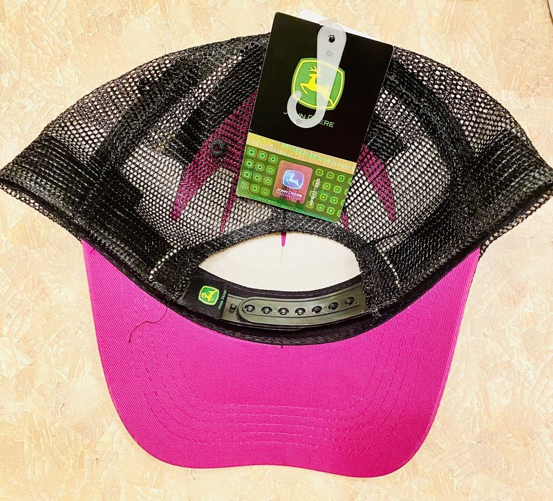 Womens John Deere Trucker Hat Cap Pink Green & Black Adjust Snap Mesh Back gallery
