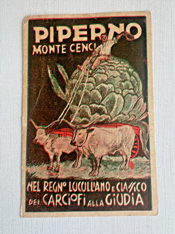 Vintage Advertising Postcard for Piperno a Monte Cenci in Rome-Roman Jewish Food