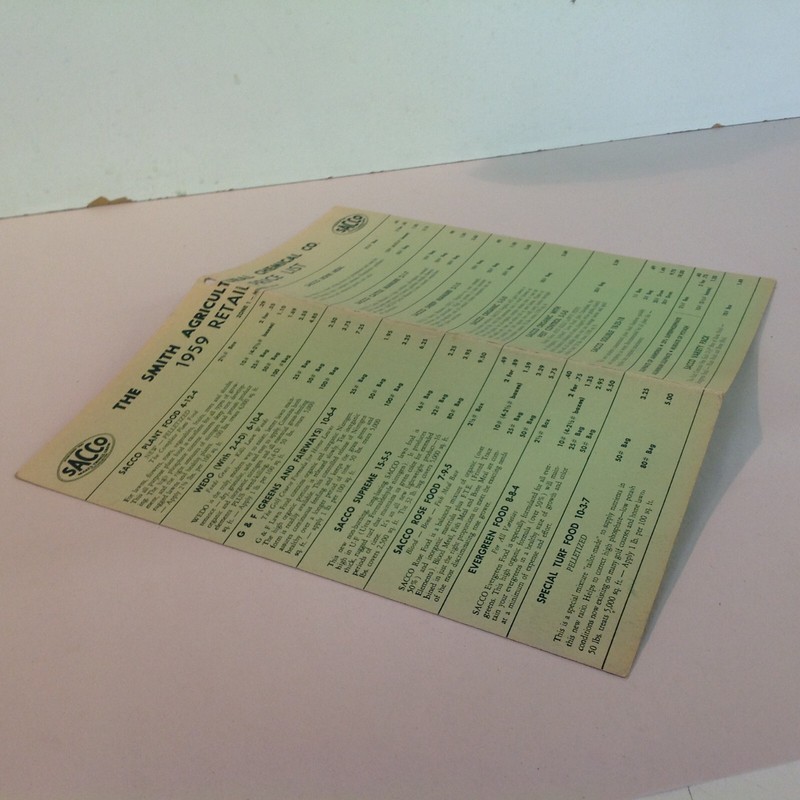 Vtg SACCO Smith Agricultural Chemical Co 1959 Retail Price List Zone 1 Midwest gallery