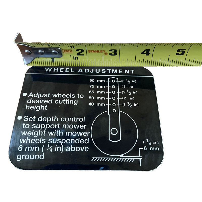 John Deere Reproduction M85249 Mowing Deck Height Decal 318 332 330 NLA gallery