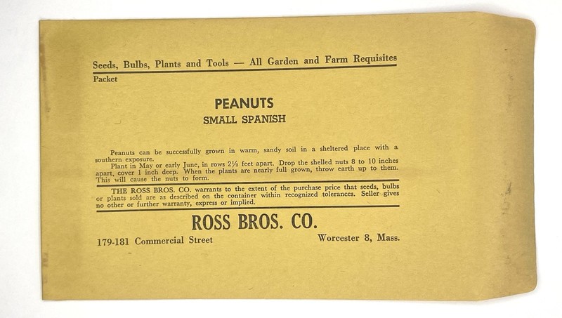 Vtg Ross Bros. Co. SMALL SPANISH PEANUTS Empty Seed Packet Envelope Unused