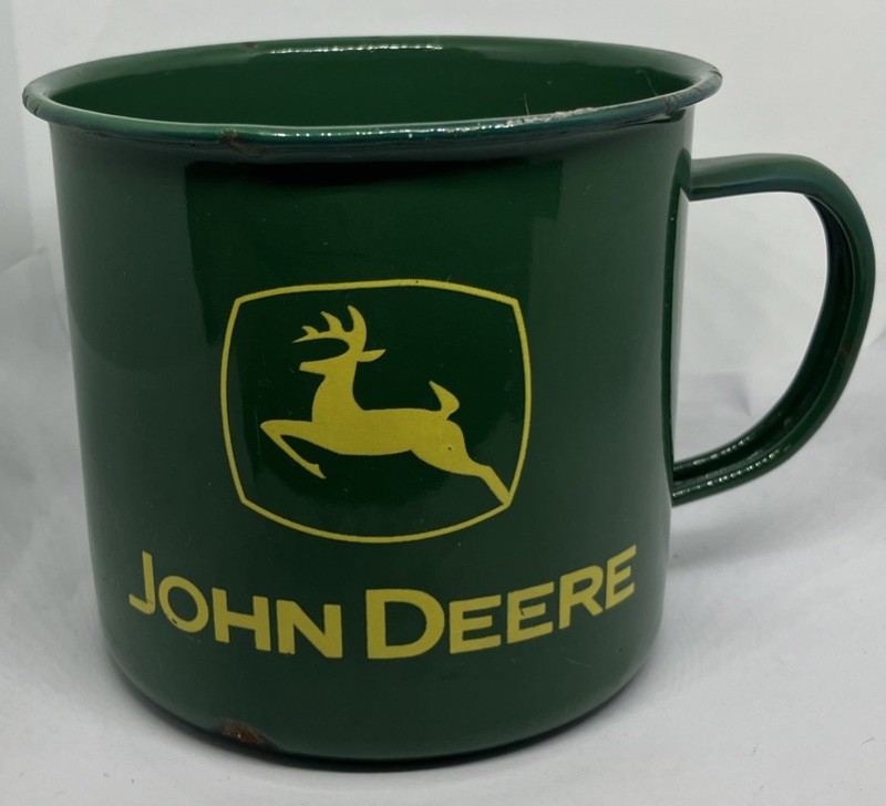 🫕John Deere Coffee / Soup / Camping Mug Enamel, Green, Large, Jumbo F/SH