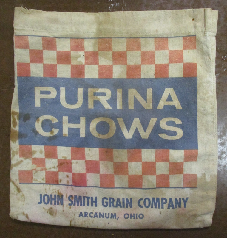 Vintage Purina Poultry Chows Clothespin Bag JOHN SMITH GRAIN CO ARCANUM Chickens