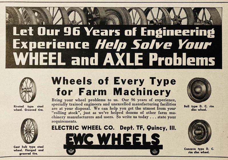1948 AD.(XH80)~ELECTRIC WHEEL CO. QUINCY, ILL. FARM MACHINERY WHEELS AND AXLES