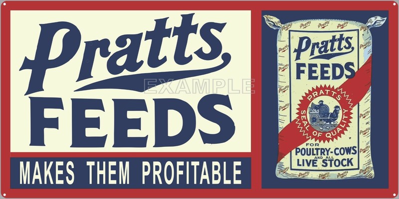 PRATTS FEEDS FEED STORE FARM AG VINTAGE OLD SIGN REMAKE ALUMINUM SIZE OPTIONS