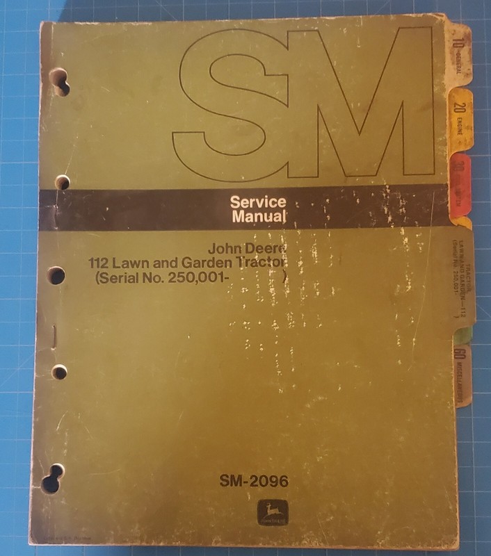 John Deere SM 2096 Service Manual for JD 112 Tractor