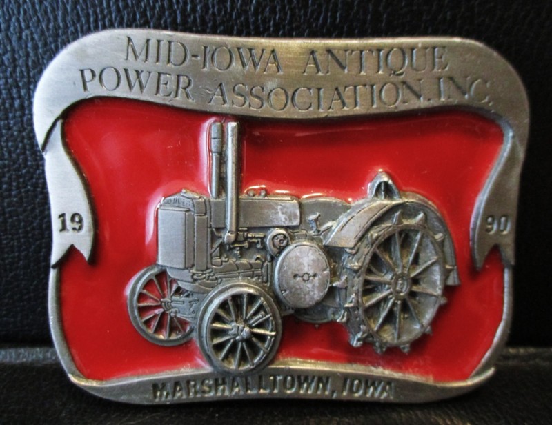 John Deere Tractor Belt Buckle Mid-Iowa Antique Power 1990 Marshalltown IA jd