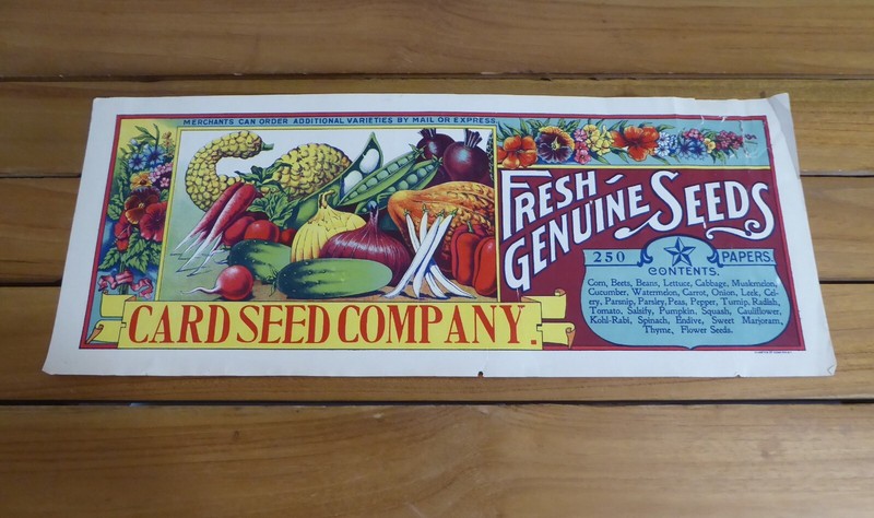 VINTAGE CARD SEED COMPANY ADVERTISING BOX LABEL C1900 FREDONIA NEW YORK RARE!