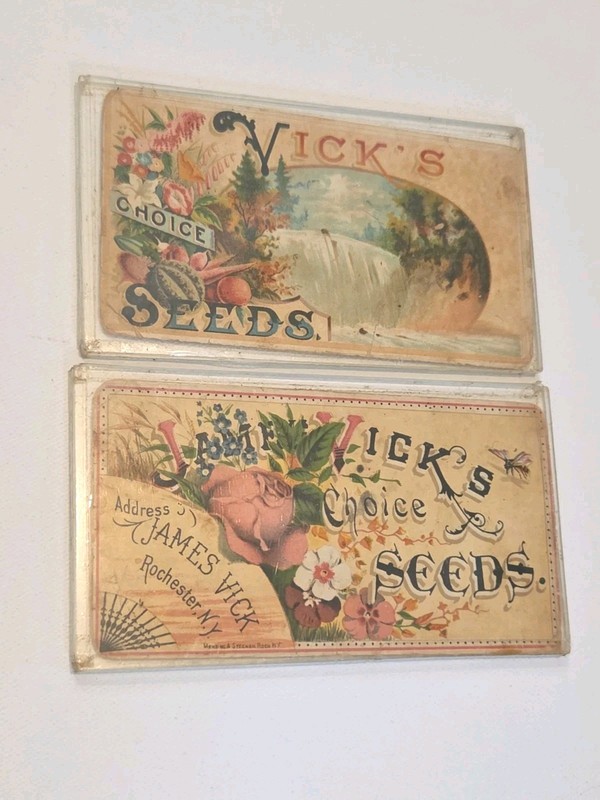 2 Antique James Vick Choice Seeds Victorian Advertising Trade Cards Rochester