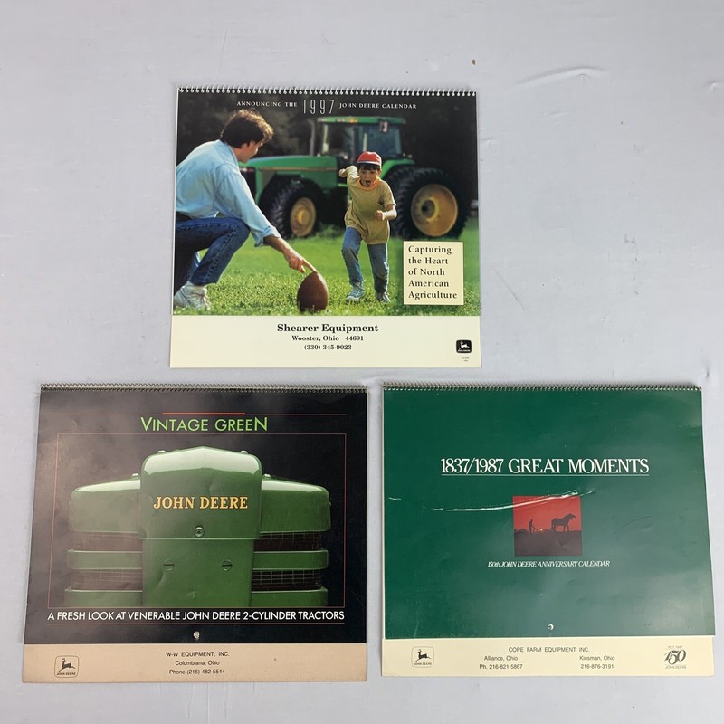 Vintage JOHN DEERE Advertising CALENDAR 1987, 1989, 1997 Tractors Equipment Ad