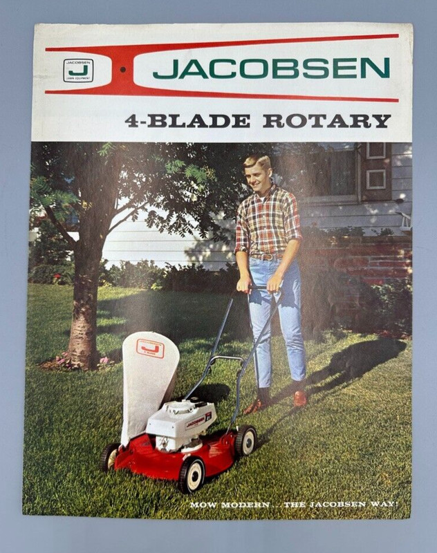 1967 JACOBSEN 4-Blade Rotary LAWN MOWER Advertising Brochure Vintage