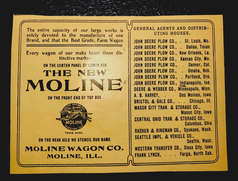 1903 Moline Wagon Co. Farm Advertising – Moline – Illinois