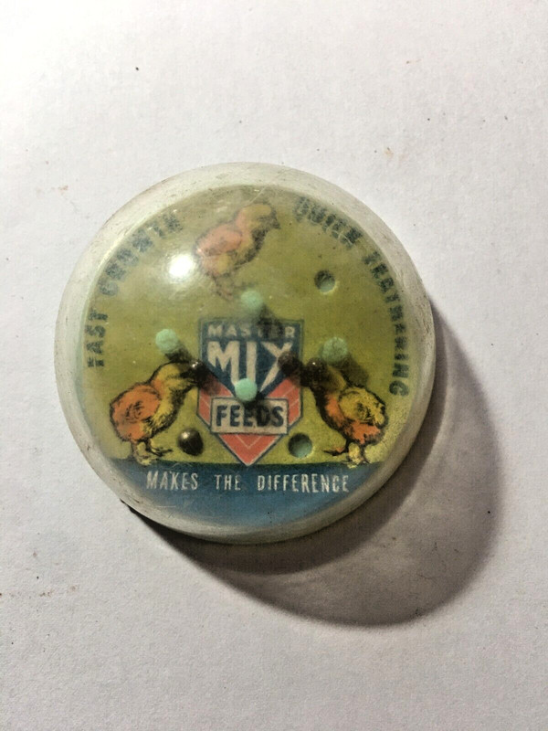 3 VINTAGE MASTER MIX FEEDS ADVERTISEMENT PLASTIC DOMED BB TOY MINI PINBALL GAMES