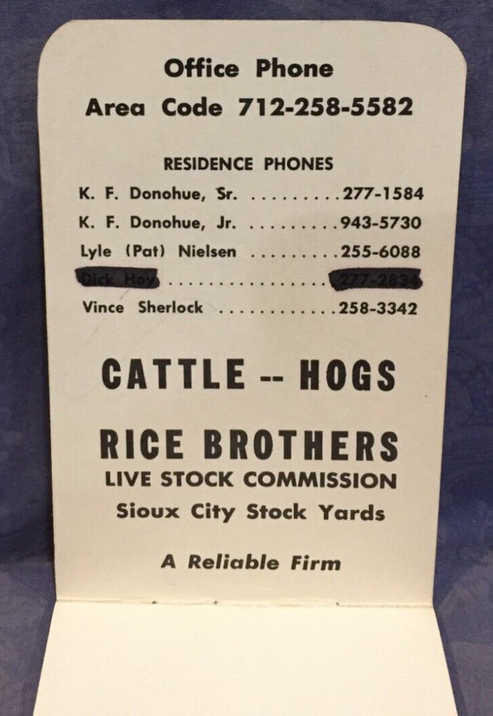 Rice Brothers Sioux City Stockyards 1975 Advertising Notebook gallery