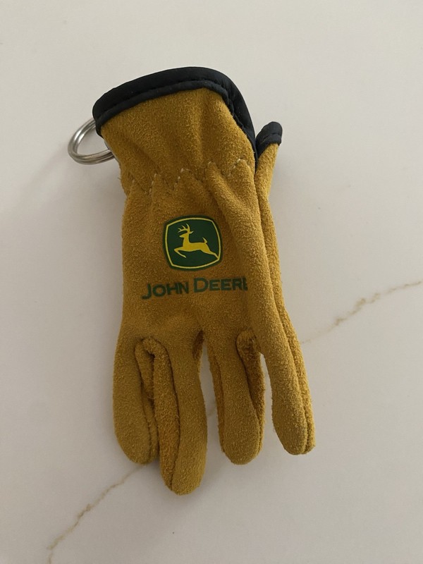 John Deere Mini Suede Leather Gloves 4″ Long Key Chain Tractor Truck