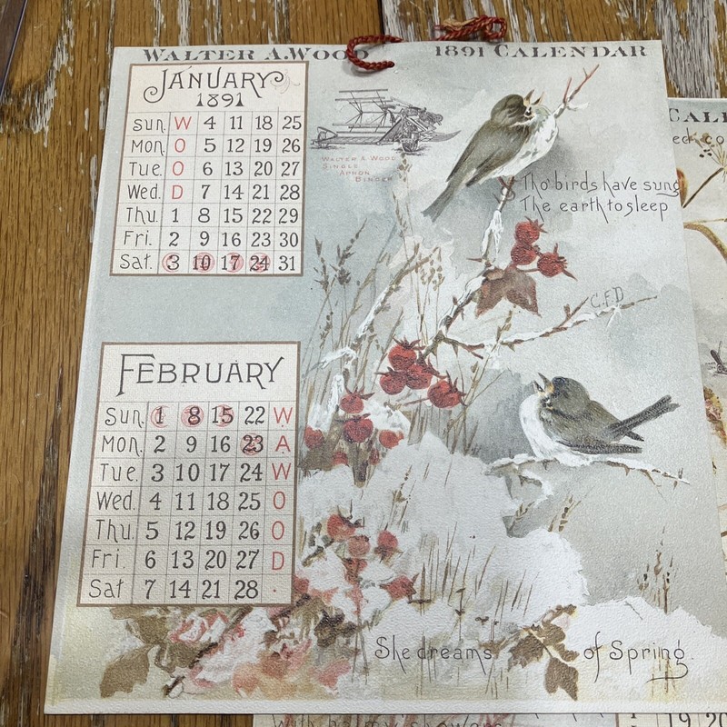 Antique 1891 Advertising Calendar Walter A. Wood Agriculture Farm Many Pages gallery