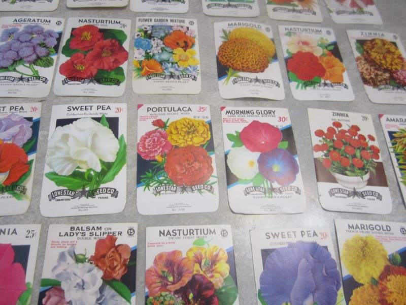 Lot of 32 Old Vintage 1970's - FLOWER SEED PACKETS - Lone Star - EMPTY gallery