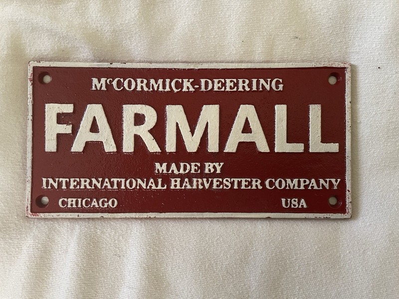 McCormick Deering Farmall Cast Iron Sign, 10in x 5in
