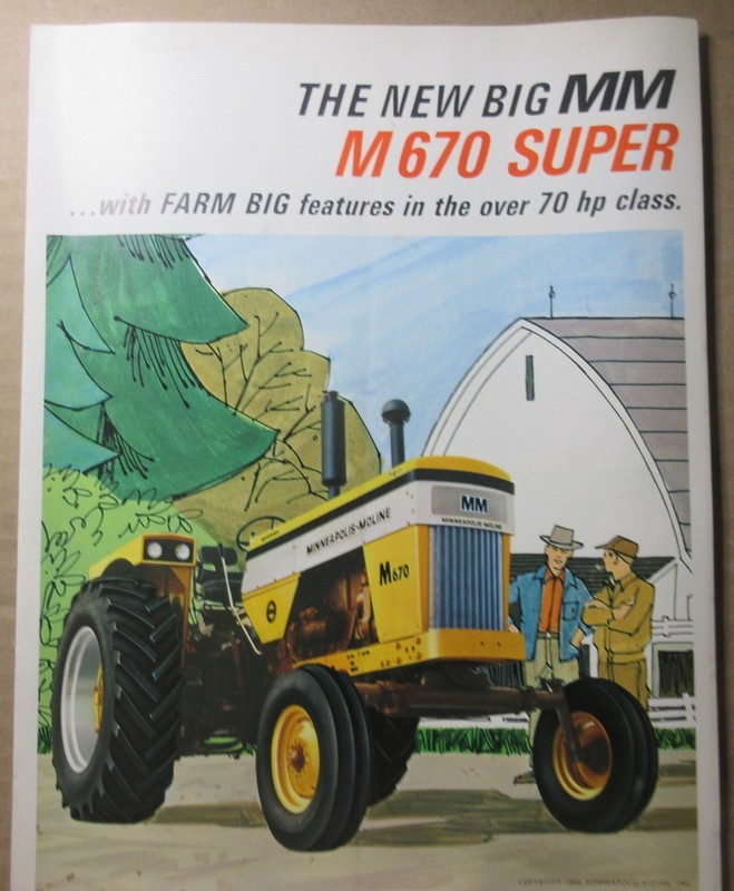 Vintage Minneapolis Moline M670 Super Tractor Color Brochure 1966 WHITE MOTOR