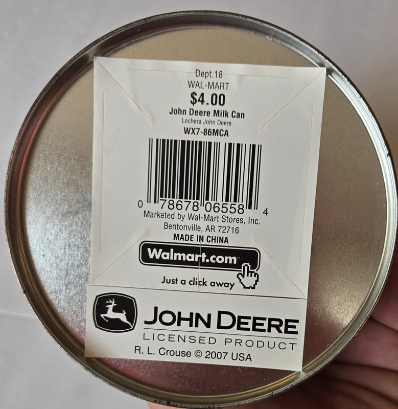 John Deere Milk Jug Can Metal Tin Green Yellow Farm Tractor Collectable Winter gallery