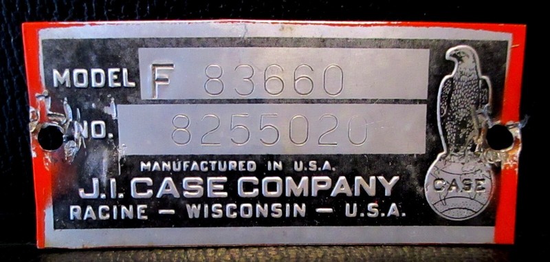 J I Case 400 Combine? Implement Serial Number Plate ID Tag Emblem Sign Abe Eagle