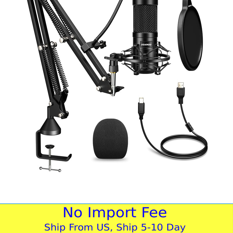 USB Condenser Microphone, Aokeo 192Khz/24Bit Professional PC Streaming Podcast C