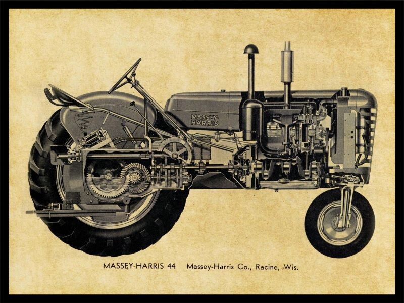 Massey Harris Model 44 Tractor NEW Metal Sign: 12×16″ Cutaway Side View