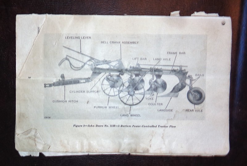 VINTAGE JOHN DEERE NO 55H BOTTOM POWER TRACTOR PLOW OPERATORS MANUAL PARTS LIST