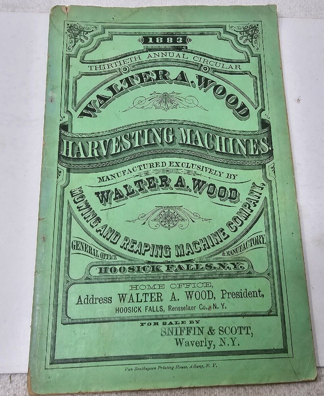 1883 WALTER A. WOOD THIRTIETH CIRCULAR HARVESTING MOWING MACHINES CATALOG