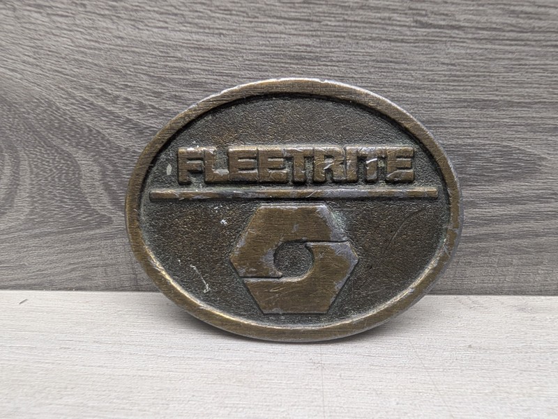 IH International Harvester FLEETRITE Brass Belt Buckle Semi Truck Spec Cast