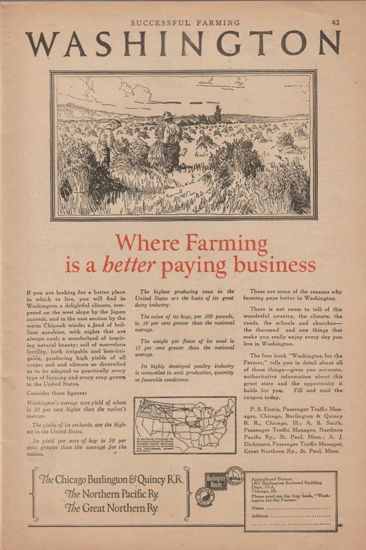 1924 Washington, Where Farming is a Better Paying Business Magazine Ad
