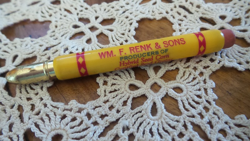 Vintage Advertising BULLET PENCIL, WM RENK & SONS SEED CORN Sun Prairie,WI